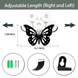 Funny Animal Decorative Butterfly Toilet Paper Holder, Metal Wall Mount Tissue Toilet Paper Holder for 8 Rolls, Toliet Paper Storage Basket, Butterfly Bathroom Decor Accessories