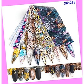 10pcs 20x4cm Leopard Tiger Print Animal Skin Snake Nail Foil Transfer Sticker Xk1211 for Nails Design Nail Art Stickers Decals Supplies Manicure Tips Sticker Colorful for Nail Decorations