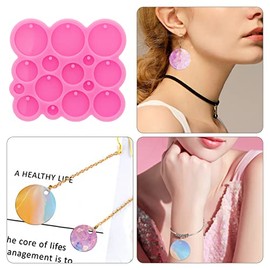 Molde redondo de resina de silicona para llavero de 15 cavidades, mini círculo redondo, molde de fundición de resina epoxi para hacer colgantes y aretes, joyería creativa DIY (1 cm, 1.5 cm, 2 cm, 2.5