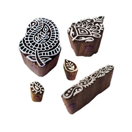 Tattoo Printing Blocks Handcrafted Paisley Pattern Wooden Stamps (Set of 5)