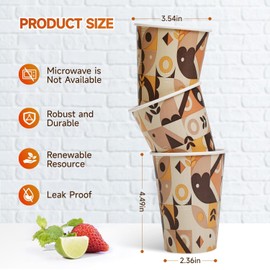 Tamone 100 Pack 12 oz Paper Coffee Cups, Disposable Coffee Cups with Lids, Paper Cups for Cold/Hot Drinking Coffee, Water, Juice or Tea, Suitable for Home, Restaurant, Store and Cafe