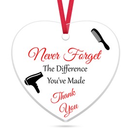 7.6x7CM Hairdresser Acrylic Christmas Ornament Thank You Gifts for Hair Stylist Hairdresser Inspirational Hairstylist Gift for Barber Valentines Day Christmas Retirement Birthday Gifts