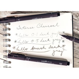 uni-ball Intense Charcoal, 3 Pack Uni-PIN Fineliner Drawing Pen, Dark Grey