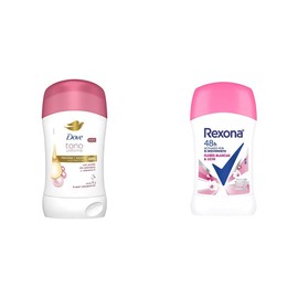 Antitranspirante en Barra DOVE Tono Uniforme Caléndula desodorante para mujer que previene y reduce las manchas* en las axilas, con aceite de caléndula y vitamina E 45 g + Rexona Flores Blancas