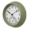 AcuRite 02470 Rustic Green Outdoor Clock with Thermometer, 8.5"