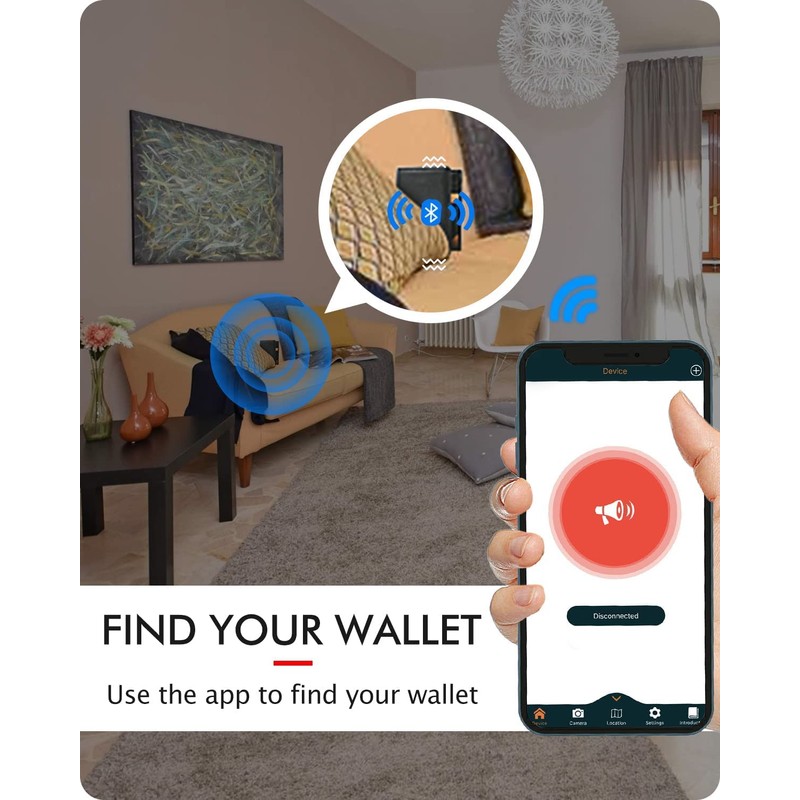 Smart Wallets Anti-Lost Tracker Bifold Genuine Leather Short Soft Men