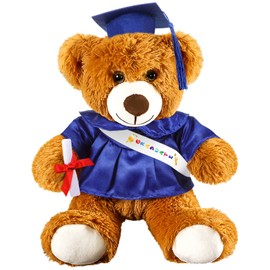 Foilswirl Graduation Bear 2025 with Gown Cap Tassel 9” Royal Blue Graduation Stuffed Animal Plush Bear Toy for Class of 2025 Prek Preschool Kindergarten High School College Graduate Gift