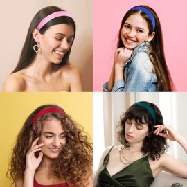 Wecoe 16pcs Headbands for Women 1 Inch Wide Satin Headband Non Slip Fashion Multi-colored Hair Bands Diy Holiday Costume Hair Accessories Women Girls Diademas Coreanas Para Mujer