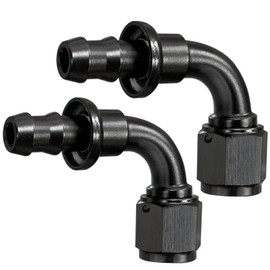 2Pack 6An 90 Degree fitting, 6AN to 3/8 Barb Push Lock Hose Fitting, 90 Degree Hose Fitting,6an Fitting