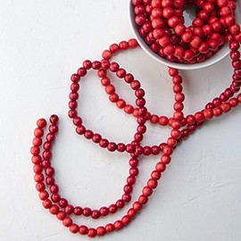 Burgundy Cranberry Wooden Bead Garland - Set Includes 1 Cranberry Color Christmas Garland & 1 Scarlet Red Wooden Bead Garland, Made of Wood Beads for Christmas Tree Decorating Year After Year