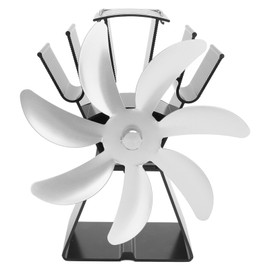 7 Blades Heat Powered Stove Fan Silent Operation Fireplace Fan Aluminium Alloy Wood Stove Fan Vertical Trapezoid Base Silver