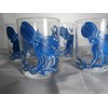 Hand painted blue octopus. Great set. usa. Set of 4