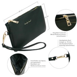JENNIFER JONES Clutch Bag - Cosmetic Bag - Small Women's Handbag - with Removable Carry Handle, Clutch Black