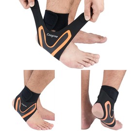 Coogime 2 Stück Plantarfasziitis Fußwickel, Knöchelbandage Fussball, Flexible Ankle Brace, Plantarfasziitis Bandage, plantarfasziitis Bandage, Breathable Ankle Brace (Orange, M(EU:39-41))