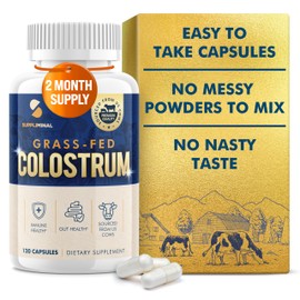 Suppliminal Colostrum Supplement 2 Month Supply, Grass Fed Bovine Colostrum, Colostrum Powder Capsules