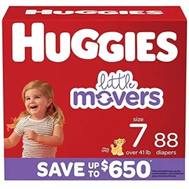 Huggies Little Movers Diapers, Size 7-41+ Pounds (88 Count)