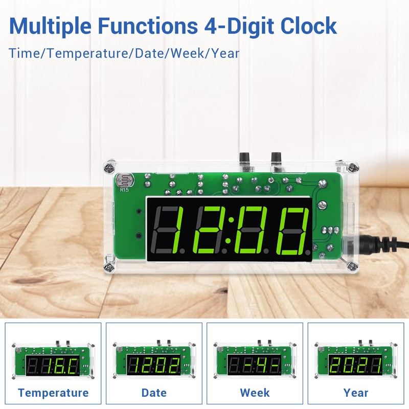 MiOYOOW TJ-56-428 4-Digit Digital DIY Clock Kits with Acrylic Shell,