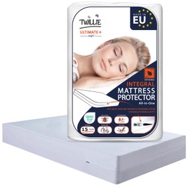 Twillie - Integral Mattress Cover 130x200x25 cm Waterproof - Anti bedbug - Oeko-TEX® Mattress Cover AEGIS® treatment Anti-Dust Mite, Anti-Bacterial - Mattress Protector Made in EU