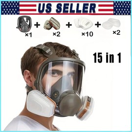 15 In1 6800 Reusable Mask Spray Dust Cover Mask 1pc, Full-face Mask With Filters