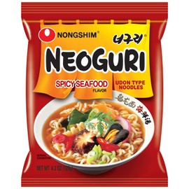 Nongshim Neoguri Spicy Seafood Ramen Noodle Soup, 10 Pack, Microwaveable Ramyun Instant Noodle Cup, Bold, Spicy Chili Peppers