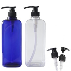 Sweet Plus Dispenser, 33.8 fl oz (1000 ml), Refill Bottle, Shampoo Bottle, Rinse, Body Soap, Refill Container, Large Capacity, Pump Type (Blue x Clear)