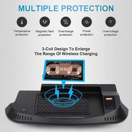 YasAo Wireless Car Charger for fo*rd Mustang 2021 2020-2015 Center Console Accessory Panel Mobile Phone Charger,with QC3.0 USB Port 15W Qi Wireless Fast Charging Board All QI Smartphones