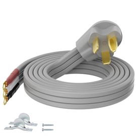 3 Prong Dryer Cord 4 FT, NEMA 10-30P to 3-Wire Appliance Cord, 30-Amp, 3 Wires with Eyelet Connectors, 10 Gauge Copper Wire, Grey Cable
