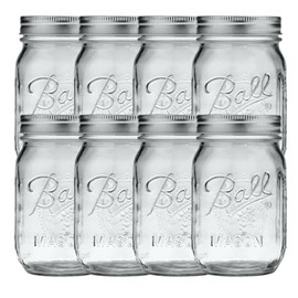 Ball Regular Mouth Pint (16 oz.) Mason Jars with Lids and Bands, for Canning or Drinkware, 8 Count