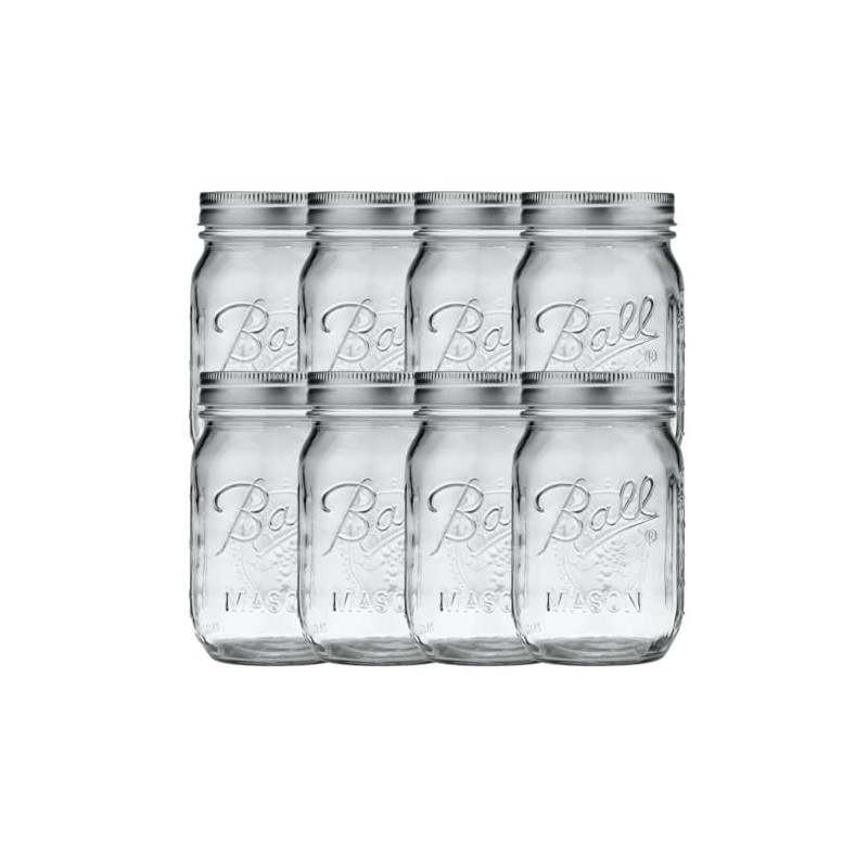 Ball Regular Mouth Pint (16 oz.) Mason Jars with Lids
