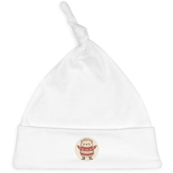 Azeeda 'Cute Christmas Hedgehog' Baby Beanie Hat (BH00034176) White