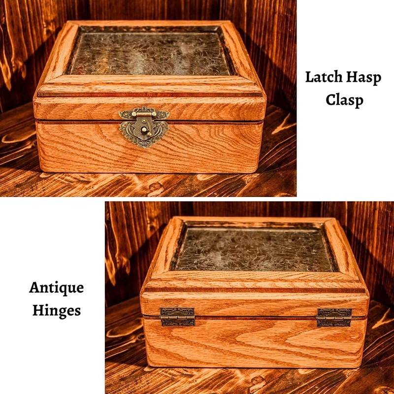 Mgoodoo Antique Embossing Hasp Latch Lock, 2 Pieces Hinge +