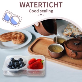 COMFUGOG 100pcs Double Compartment Condiment Container with Lids, Mini Plastic Snack Containers,BPA Free,Microwave Safe,Leakproof Food Storage, To Go Food Containers,Take Out Sauce Container