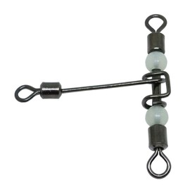 20 Pcs Three 3 Way Cross-line Fishing Swivels Lumious T-Shape Triple Barrel Rolling Swivel Pearl Beads Fishing Tackle Connector Accessories (8x10#-28Lbs-20pcs)