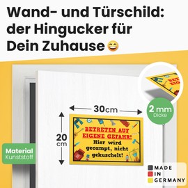 DankeDir! Hier wird gecamped - Sign 30 x 20 cm - Funny Camping Decoration - Saying Sign for Camping Fans - Gift Idea for Campers - Funny Saying Wall Decoration Door Sign for Motorhome & Caravan