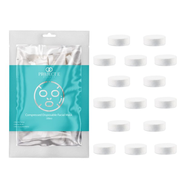 Project E Beauty 100PCS Disposable Non-woven cotton DIY Natural Spa Skin Care Cosmetic Facial Paper Sheet Eye Nose Face and Compressed Mask Towel Sheet Toner Lotion Paper (Facial Mask)