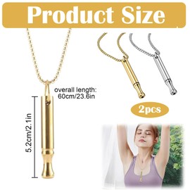 WORUIB Breathing Necklace, 2Pcs Fashion Silver Gold Stainless Necklace,