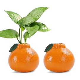 wangsdjy Unique Ceramic Vase,Orange Vase,Orange Fruit Decor,Elegant Floral Decorative Art Vase for Weddings, Parties & Home Decor,Table Centerpieces & Receptions (2)