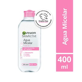 Garnier Skin Naturals Face Agua Micelar Desmaquillante para Todo Tipo de Piel, 400 ml, 1 unidad