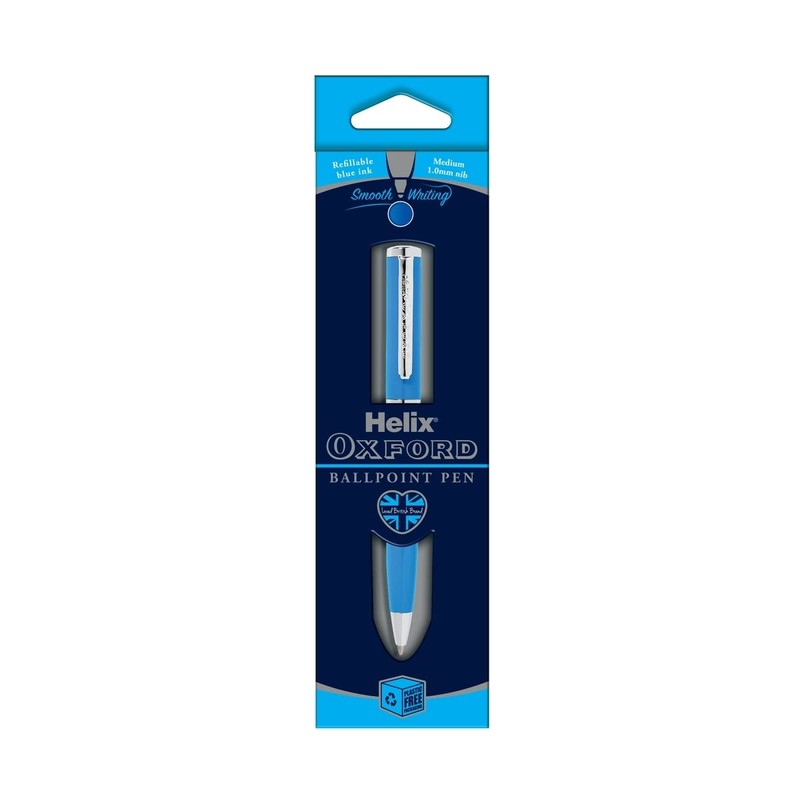Helix Oxford Premium Light Blue Ballpoint Pen (Blue Ink) -