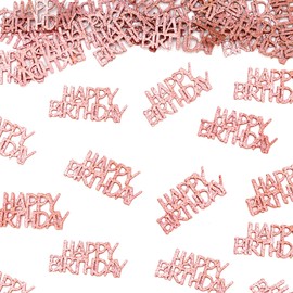 Vofrise Rose Gold Happy Birthday Confetti Women Girls Birthday Party Table Decorations Glitter Pink Table Scatters for Adult Female Birthday Anniversary DIY Crafts Party Supplies 100PC