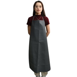 Aomhrek Apron Waterproof and Oil Resistant, Smock Apron No Flaking, Apron Men and Women, Grill Apron for Waist Size Can Be Adjusted, Suitable for Water Scenes in the Kitchen, gray