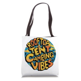 Rooftop Tent Camping Vibes | Handdrawn Style Adventure Tote Bag