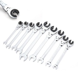 Anbull Ratcheting Combination Wrench with Open Flex head, 6PCS SAE Ratcheting Wrench Set with 180° Flex-head, 72 Gears Cr-V Steel Constructed