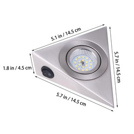 OSALADI Triangular Under-Unit Light Made of Stainless Steel 13 x 13 cm LED Cabinet Lighting Daylight White for Kitchen Cabinets Showcases and TV Stand Mini Shelf Light