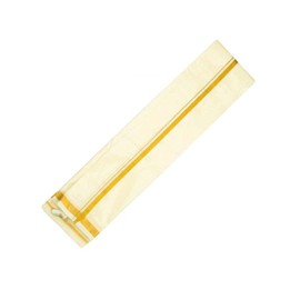 Stylesindia Pure Cotton Mens Stole Angavastram With Gold Zari Border 2.0 Mts-Cream, Cream, Free Size