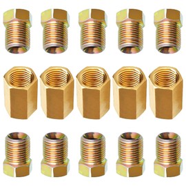MuHize Upgraded Brake Line Fittings - 15 Pieces 3/8'-24 Threads Assortment Brake Fitting for 3/16 Inch Brake Line Tube (5 Unions, 10 Nuts)