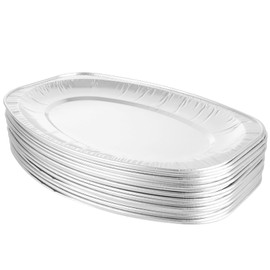 ASelected 20Pcs Aluminium Foil Party Platters 35.2X24.7X24Cm Tin Foil Trays for BBQ, Roasting, Baking, Cooking, Broiling 1900Ml Silver Foil Trays Containers
