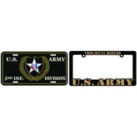 U.S. Army 2nd Infantry Division License Plate with Frame