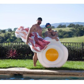 BiggerKids   SUMMER SALE: Bacon & Egg Inflatable Pool Floatie Swimming Water Toy Float