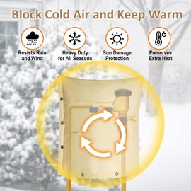 Backflow Preventer Cover, Insulation Cover Suitable for Backflow Preventer, Pipe Insulation, Sprinkler Valve Cover for Outdoor Winter 41 x 51 cm (Beige)